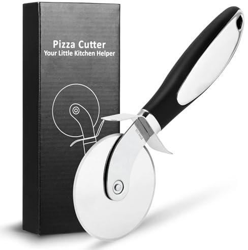 Pizzaschneider,Premium Pizzaroller Edelstahl rostfrei, scharf und spülmaschinenfest, ergonomischer Pizza Cutter mit Klingenschutz, rutschfest für Kuchen, Teig, Waffeln,pizzamesser