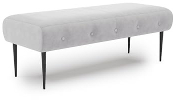 CAVADORE Sitzbank Amba, Trendige Polsterbank 2-sitzig für Küche, Esszimmer oder Wohnküche / Küchenbank passend zum 2-Sitzer Amba / 119 x 52 x 54 / Flachgewebe: Hellgrau