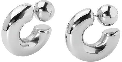 Self Love Club® Chunky Creolen Ohrringe Damen aus Edelstahl in Silber, Dicke Statement-Ohrringe, Wasserfest & Hautverträglich