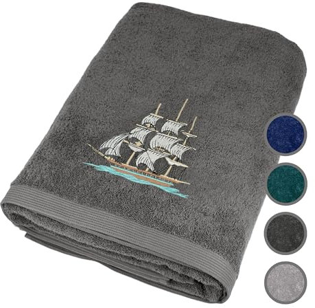 Lashuma Frottee Handtuch groß 100x200 cm, Lillby Herren Badetuch Anthrazit – Grau