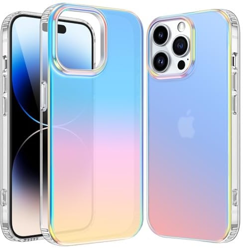 RIERBUBU Compatible with iPhone 14 Case, Iridescent Phone Case Color Gradient Effect Slim Hard Protective Cover Anti-Scratch Shockproof Case for iPhone 14