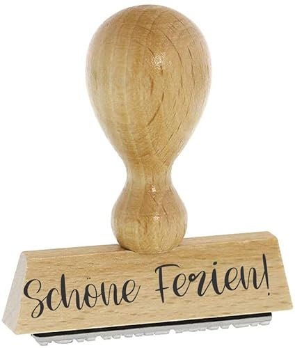 Sprüche-Stempel – Schöne Ferien - von Kaufhaus 2010 aus Holz & Gummi, zum Bestempeln von Schriftstücken aller Art, Gruß- und Glückwunschkarten, Textilien und vieles mehr.