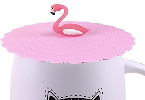 Tapas de taza con forma de flamenco rosa - Tapas de silicona para bebidas, tapas herméticas para tazas de polvo y aire | Tapas de silicona a prueba de fugas, adorable cubierta de polvo