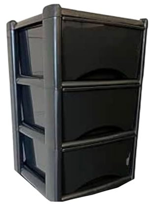 Neat. 3 Plastic Storage Drawers Unit with See-Through Drawers, Compact Vertical Design – Durable Plastic, Ideal for Organizing Office Crafts, and Household Items, 60cm x L39cm x W39cm - Black