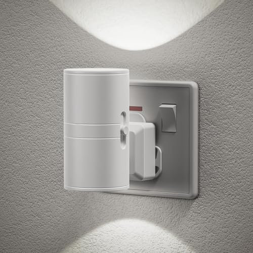 JandCase Night Light Plug in Wall, Dusk to Dawn Sensor, Dimmable Nightlight 0-100LM, Cool White 6000K, Plug-in Modern Night Light for Hallway, Bathroom, Bedroom, Stairs, 1 Pack