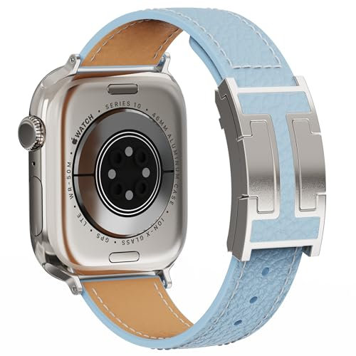 Bracelet de montre magnétique en cuir compatible avec Apple Watch Ultra 49 mm, 46 mm, 45 mm, 44 mm, 42 mm, 41 mm, 40 mm, 38 mm, bracelet de rechange pour homme et femme, iWatch Ultra 2/Ultra/SE/Series