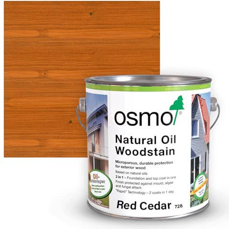 Natural Oil Woodstain Matt (728 - Red Cedar, 750ml)