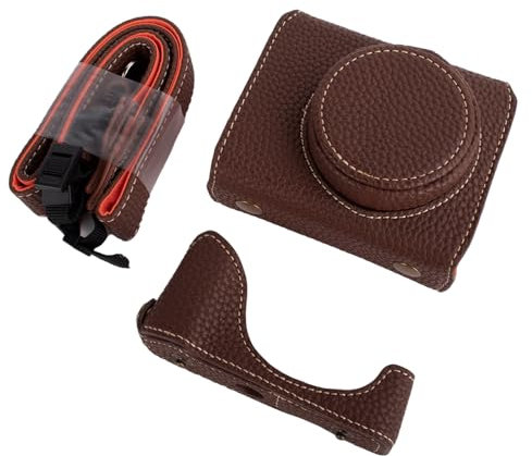Rieibi G7X G7X II G7X III Case, Vintage Leather Camera Case for Canon PowerShot G7 X/G7 X Mark II/G7 X Mark III DSLR Camera, Protective Case with Strap