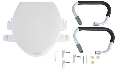 Behindertengerechter Toilettensitz, Erhöhter Toilettensitz mit Armlehnen, Große Tragfähigkeit, Anti-Druck, Ideal für Behinderte oder Körpergrößen