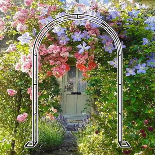 WCQSYY Arche A Rosiers, Arcade De Tonnelle De Jardin, Arche De Mariage avec Treillis, Largeur 120~350Cm Support pour Plantes Grimpantes, Vignes, Fleurs, Mariage, Cérémonie,Noir,W1.2M*H2.2M