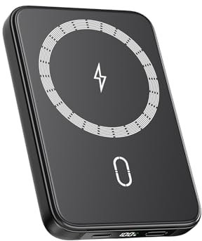 Magnético-Bateria-Externa-Inalámbrico-10000mAh - 20W PD Carga Rapida Power Bank Wireless Cargador Portátil con Pantalla LED & USB-C Entrada/Salida Bateria Portátil para iPhone 16/15/14/13/12 (Negro)