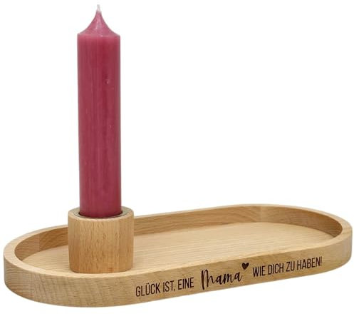 Schönes Geschenk-Set für die Liebsten (Tablett mit Gravur & Kerze Mama)