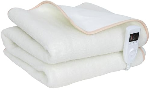 HOMCOM Heizdecke mit Dualzonensteuerung 160 x 140 cm maschinenwaschbar Wärmedecke mit 5 Heizstufen, 10 Stunden Timer, Überhitzungsschutz, LED Anzeige Kuscheldecke in Fleeceoptik, für Home Office