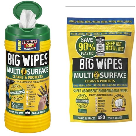 Multi Surface Wipes Cleaning Big Wipes Tub of 80 & Refill Super Absorbent