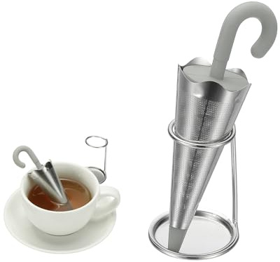 QUARKZMAN Regenschirm Tee-Infuser Teesieb Feine Maschen Filter Hellgrau