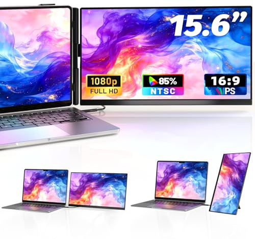 Newwin Doppio schermo PC portatile 15,6 FHD 1080P IPS Estensione schermo PC portatile monitor portatile schermo aggiuntivo per 13,3-17 Computer portatile compatibile con Windows MacBook Chrome
