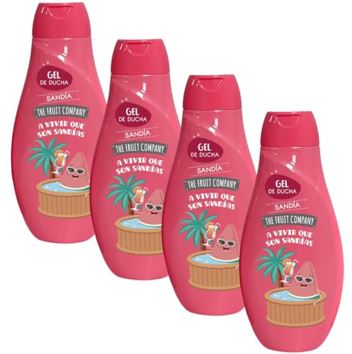 The Fruit Company Gel de Ducha Sandía Pack 4 x 600ml – Hidratante, Fragancia Dulce y Duradera, sin Parabenos ni Sulfatos, Vegano, Uso Diario para Todo Tipo de Piel