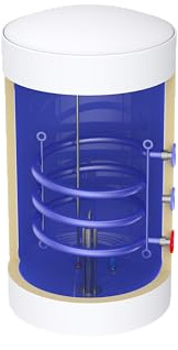 THERMEX Dual 100L Warmwasserspeicher mit Wärmetauscher rechts, elektrischer Boiler 1500W, 230V, 100 Liter, vertikal, Speicher-Wassererwärmer für Zentralheizung