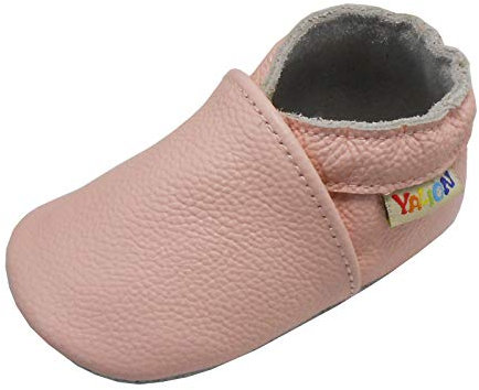 YALION Baby Weicher Leder Lauflernschuhe Krabbelschuhe Babyschuhe Babyhausschuhe (EU 22/23=L, Rosa)