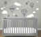 Heißluftballon mit WOLKEN SET 20 teilig Wandtattoo Wandaufkleber Sticker Aufkleber Wand Himmel Baby (Grau)
