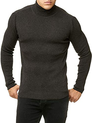 Red Bridge Herren Rollkragen Pullover Sweatshirt Strickpullover Anthrazit S