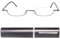 Schmale Metall Mini Halbbrille Lesebrille, Edelstahl Rahmen (Graphit), mit Gratis Slim-Fit Alu Etui, Lesehilfe Damen und Herren +2.5 Dioptrien