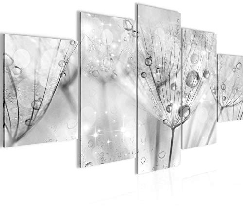Runa Art Bild Wohnzimmer Schlafzimmer Pusteblume 5 Teilig Natur Schwarz Weiss Wandbilder auf Vlies Leinwand 019953c
