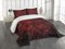 ABAKUHAUS Dunkelrot Tagesdecke Set, Tropfen von Blooming Bouquet, Set mit Kissenbezügen Waschbar, für Doppelbetten 220 x 220 cm, Rot Schwarz