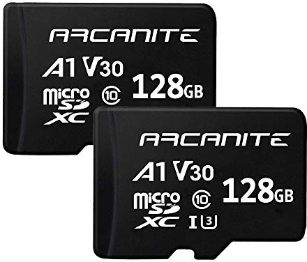 ARCANITE - Pack de 2 tarjetas de memoria microSDXC de 128 GB, UHS-I U3, A1, V30, 4K, Clase 10, microSD - sin adaptador
