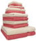 Betz 12-TLG. Handtuch Set Premium 100% Baumwolle 2 Duschtücher 4 Handtücher 2 Gästetücher 2 Seiftücher 2 Waschhandschuhe Farbe Sand/Himbeere