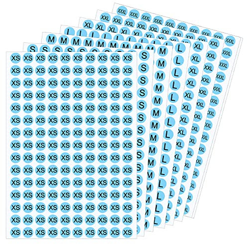 Wisdompro 4200 Stück Kleidergrößen Aufkleber, Selbstklebende Runde Etiketten in 7 Größen (XS, S, M, L, XL, XXL, XXXL), Kleidergrößen Etiketten für Kleidersortiment