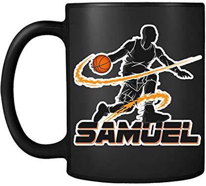 Personalised Basketball Player Any Name Sports Lover Gift for Men, Brother, Father, Boyfriend-Boy Birthday Present Gift idea Coffee Mug, Ceramic Mug. (Black Satin Mug)