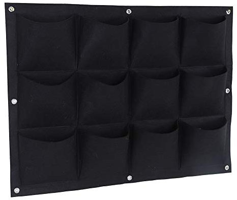 Ymiko Wandbehang Pflanzer Beutel Vertikal hängen Garten Pflanzer für Indoor Outdoor Dekoration, 12 Taschen(Schwarz)