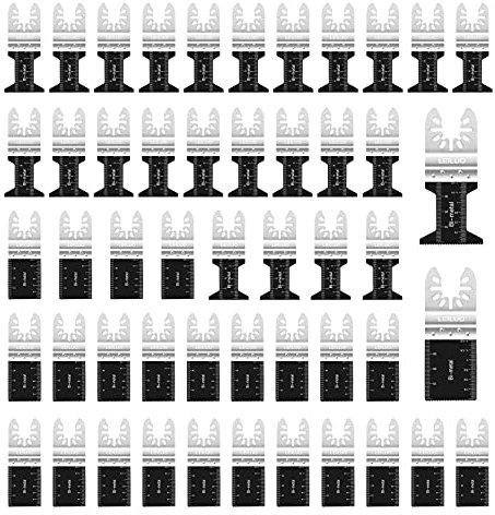 LEILUO 50 Pcs Bi-Metal Multitool Accessoriess Kit for Wood Nail Plastics Packed by Storage Bag Fit DeWalt Silverline Einhell Makita Ryobi and More