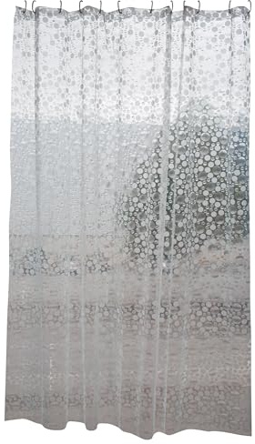 MSV Anti-Schimmel Duschvorhang - Anti-Bakteriell, waschbar, wasserdicht, mit 12 Duschvorhangringen - Eva, „Copenhagen Transparent “ 180x200cm