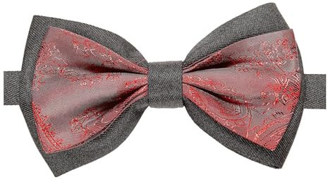 W WIDMANN MILANO Party Fashion 09922 - Jacquard Fliege, Retro, Weinrot, gebunden mit Hakenverschluss, Vampir, Bowtie, Kostümzubehör, Accessoire, Kostüm, Karneval, Mottoparty, Halloween