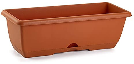 Acan Tradineur - Jardinera para balcón con Plato Integrado - PLFT - Fabricado en plástico - Capacidad de 12 L - 17 x 60 x 19,5 cm - Color Marrón
