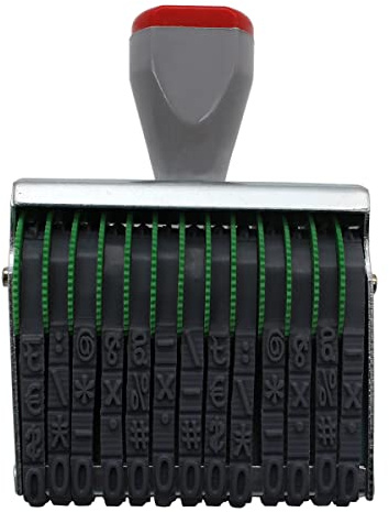 XIUXLI Bürostempel mit 13 Ziffern, Rollradstempel, Datumsstempel | Business-Stempel, austauschbarer Stempel, rollender Radstempel, multifunktional, kreatives Symbol, Büro, personalisierbar