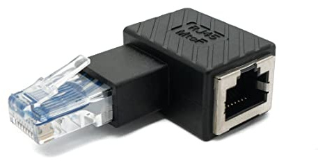 SYSTEM-S LAN Adapter RJ45 Stecker zu Buchse Winkel Ethernetadapter Kabel in Schwarz