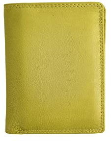 Josephine Osthoff Geldbörse Herren Leder mit RFID Portemonnaie Groß mit Münzfach Kreditkartenetui Münzbörse Geldbeutel (918), Farbe:Limone
