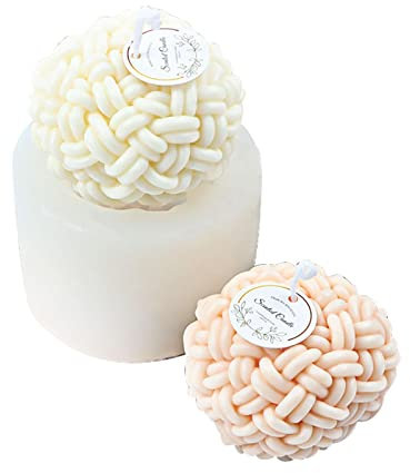 ERZU Wollknäuel Kerzenform - Garnknäuel Kerze Silikonform Runde Garnknäuel Wachsform Weiche Silikon-Gipsform,Ball of Yarn Design Fondantform für Kerzenherstellung, Backen