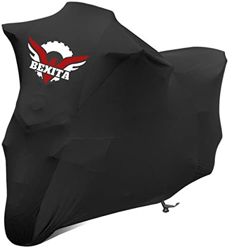 BEXITA Housse Moto Interieur Bache Moto Housse de Protection pour Moto Tissu Élastique Respirant Anti-poussière Bâche Moto Scooter,L : Longueur (180 à 201 cm)