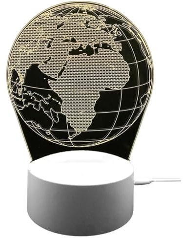 True Face 3D Optical Illusion Night Light, Touch LED Table Desk Lamp 7 Color Changing USB Charger Powered Touch Switch Desk Night Light for Kids Friends Gift Globe