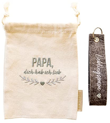 Papierdrachen Filzschlüsselanhänger Set für Papa - mit Säckchen und hochwertiger Bestickung - Vatertagsgeschenk - zum Vatertag - originelles Geschenk