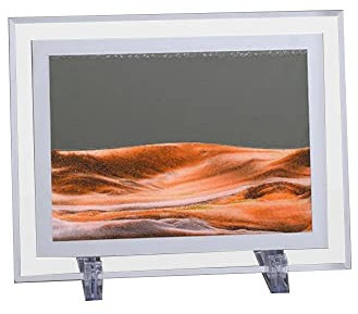AIDNTBEO Tableau de sable mouvant rond en verre - Peinture 3D - Paysage de sable de mer - Pour bureau, maison, bureau
