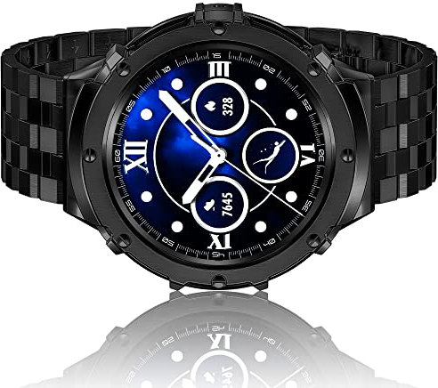 Amznew Bracelet de montre Galaxy Watch 5 Pro compatible avec Samsung Galaxy Watch 5 Pro, bracelet de montre en acier inoxydable avec coque, noir
