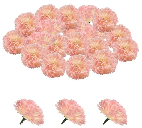 GEFIRE Faux-Nelke-Blumen-Köpfe 30 Stück Trockenblumen deko Künstliche Blumen Seidenmaterial, Langanhaltende Schönheit und Pflegeleichtigkeit Gut für Partydekoration Zuhause Hochzeitsdekoration (Rosa)