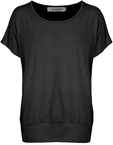 Van Der Rich ® - Tshirt Kurzam Rundhalsausschnitt Sommer- Damen (Schwarz, L)