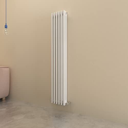 White Traditional Radiator Cast Iron Style Vertical Radiator Triple Columns Heating Centre Radiator for Bathroom,Living Room and Kitchen1500x290mm
