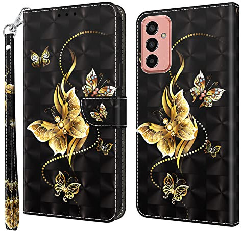 Rapuled Kompatibel mit Samsung Galaxy A23 4G/F23 5G Hülle, Handyhülle für Samsung A23 4G/F23 5G, Leder Wallet Magnet Etui Schutzhülle Lederhülle Klapphülle Tasche Flip Book Case Cover(Schmetterling 5)